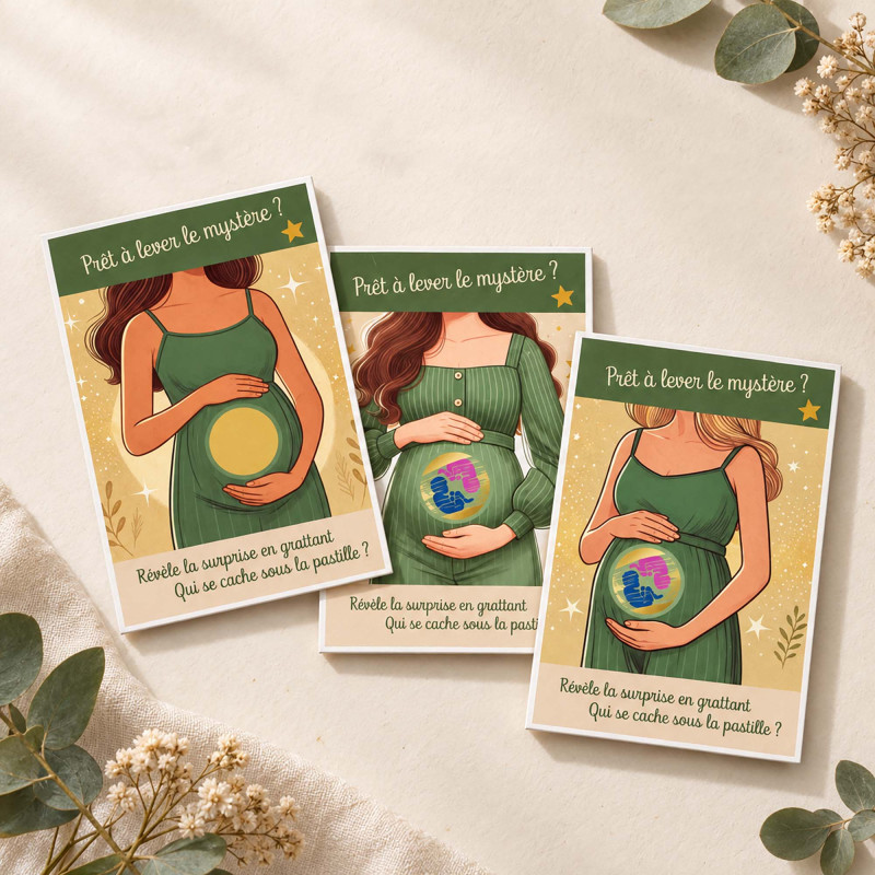 Carte à gratter annonce sexe bébé – Fille, Garçon ou Jumeaux
