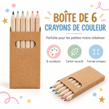 Boite de 6 crayons de couleur pour enfants
