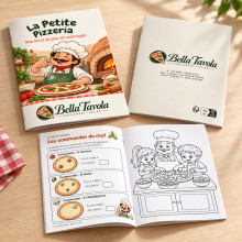 Livret d’activités Pizzeria personnalisé pour restaurant – La Petite Pizzeria