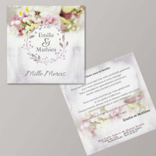 Carton de Remerciement Mariage Rose Shabby Chic