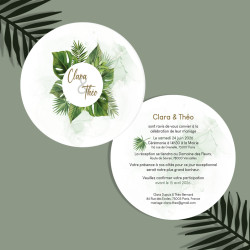 Faire-Part Mariage Feuilles Tropicales