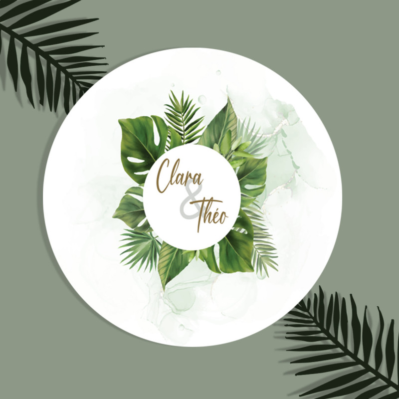 Faire-Part Mariage Feuilles Tropicales