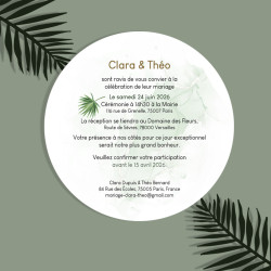 Faire-Part Mariage Feuilles Tropicales
