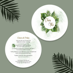 Faire-Part Mariage Feuilles Tropicales