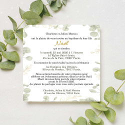 Faire-Part Baptême Eucalyptus
