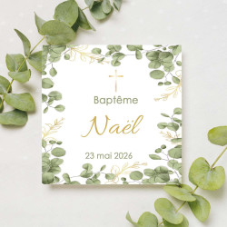 Faire-Part Baptême Eucalyptus