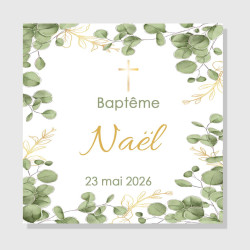 Faire-Part Baptême Eucalyptus