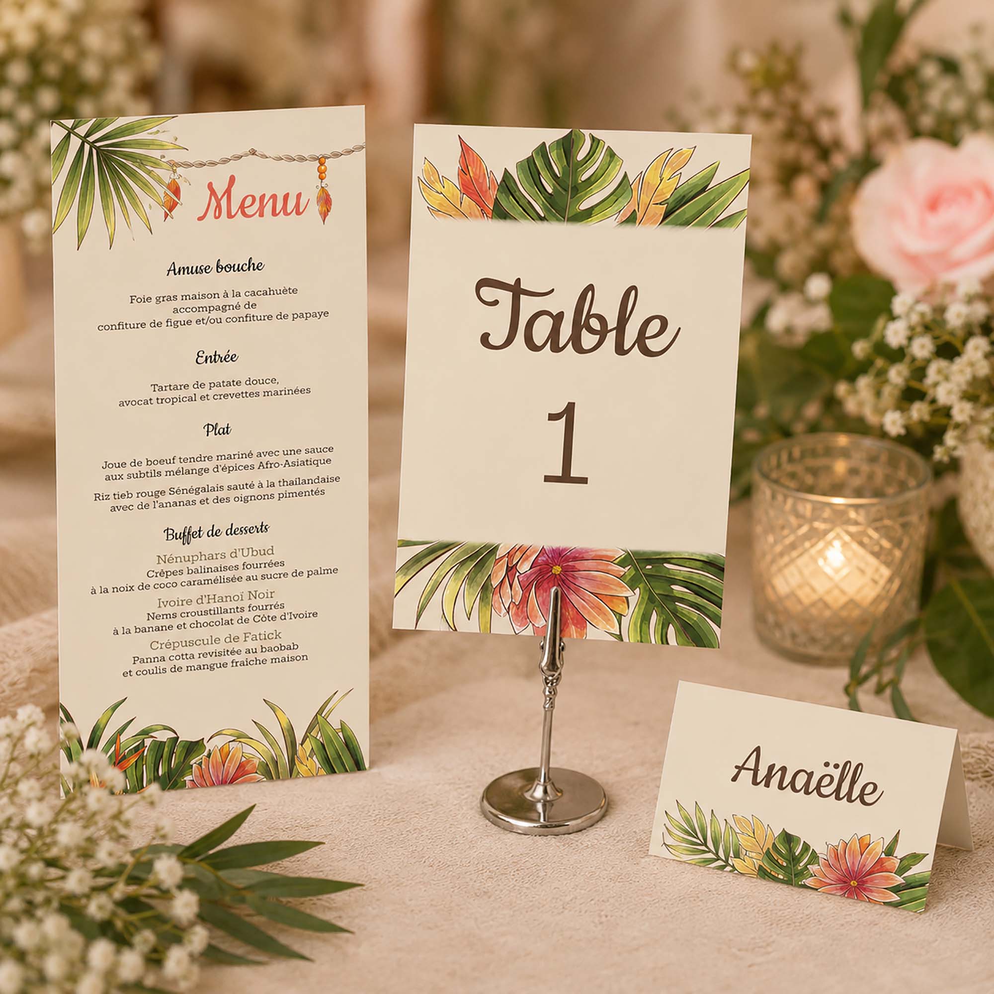 Papeterie de mariage assortie et personnalisée