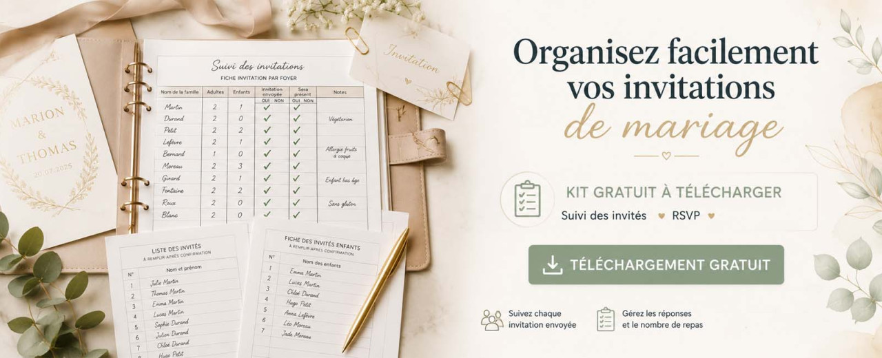 Liste d'invités mariage : modèle gratuit à télécharger